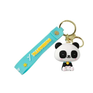 portachiavi panda con moschettone e laccio in silicone