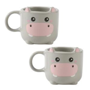 set 2 tazzine da caffè ippopotamo