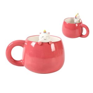 Tazza con charm unicorno, in ceramica