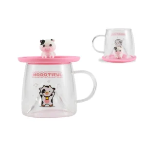tazza mucca in vetro con coperchio
