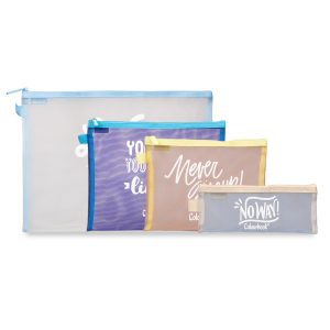 set 4 buste in rete con zip in vari formati