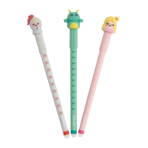 set 3 penne cancellabili cavaliere principessa e drago