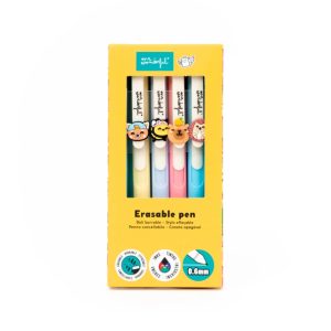 Set di 4 penne cancellabili con animaletti cicciosi