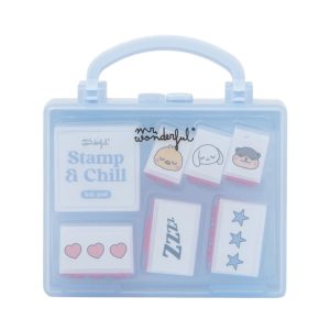 set di timbri con tampone e valigetta
