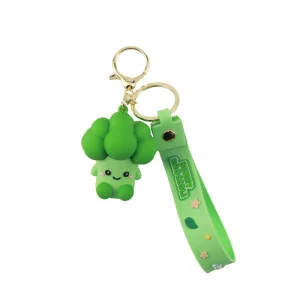 portachiavi broccolo con moschettone e laccio in silicone
