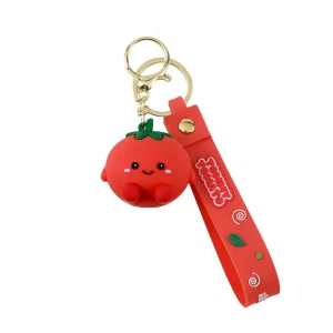 portachiavi pomodoro con moschettone e laccio in silicone