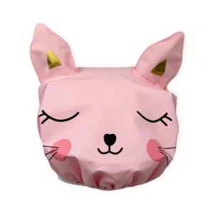 cuffia doccia gatto rosa con orecchie