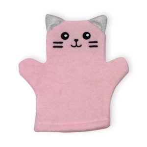 guanto in spugna gatto rosa