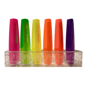 set 6 evidenziatori glimmer fluo con base acrilica