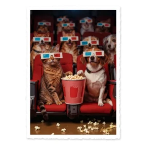 cartolina gatto e cane al cinema