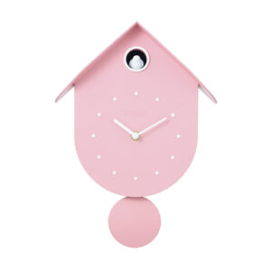 orologio a cucù rosa con uccellino
