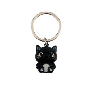 portachiavi in metallo gatto nero