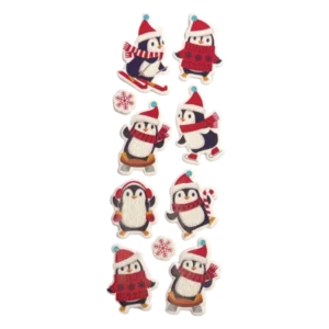 stickers di natale pinguini glitter